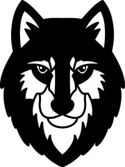 isolate black and white wolf icon vector