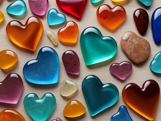 Obraz premium Colorful Glass Heart Collection