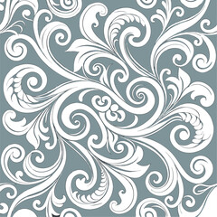Seamless floral swirl pattern with vintage decorative elements