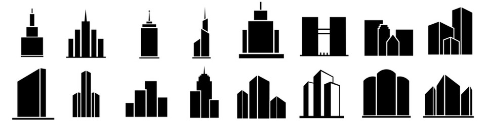 Skyscraper icon vector set. Building illustration sign collection. high rise building symbol. architecture web icons. © Denys