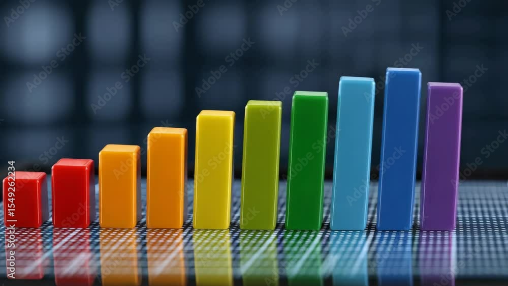 Poster colorful bar graphs representing data analysis on a digital screen