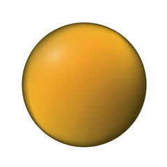 Glass orange ball or precious pearl. Glossy realistic ball, 3D abstract vector illustration highlighted on a white background. Big metal bubble with shadow.