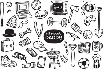 Dad's Special Tools Doodle Illustration – Father’s Day Icon Set, Tools & Hobbies, Hand Drawn Art