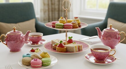 Indulge in an Exquisite Afternoon Tea: Delicate Pastries and Elegant Teaware Await