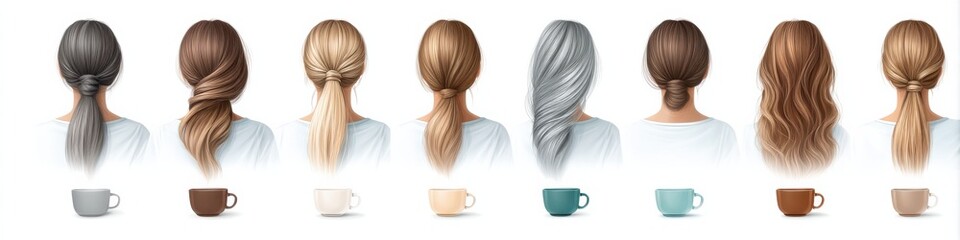 Fototapeta premium Illustrated process of hair strengthening with engaging colors and educational techniques displayed