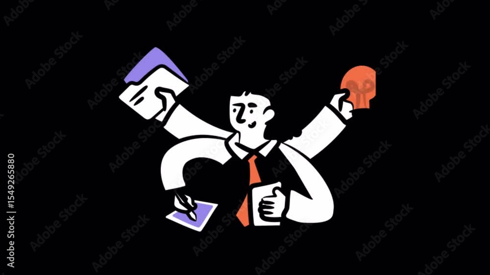 Poster multi tasking animations on transparent background