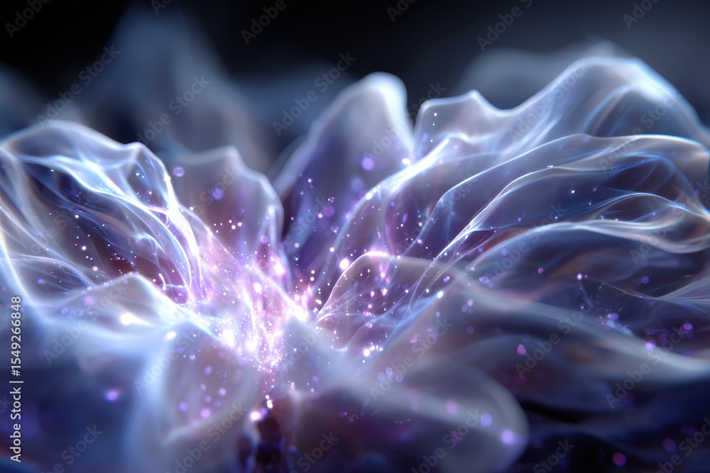 Poster abstract representation of a luminous flow with swirling patterns and soft colors