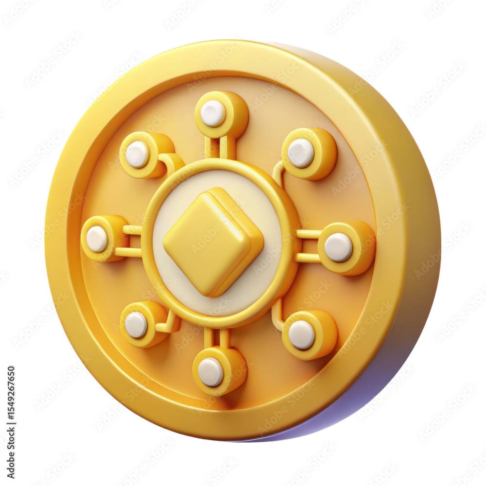 Poster abstract 3d rendering plasticstyle icon of a decentralized finance symbol isolated on background des