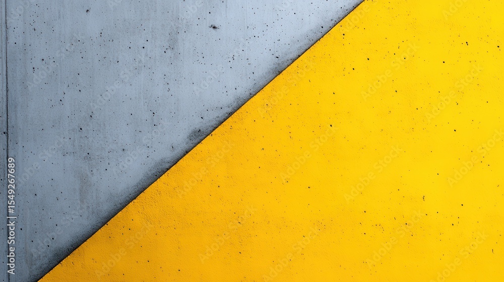 Poster a striking abstract composition features a split view of concrete and vibrant yellow wall surface, s