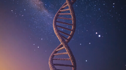 DNA Double Helix Against a Starry Sky