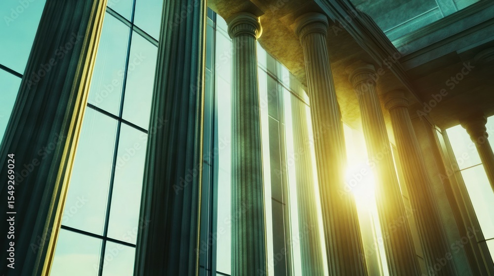 Poster Classical building with columns and sunlight