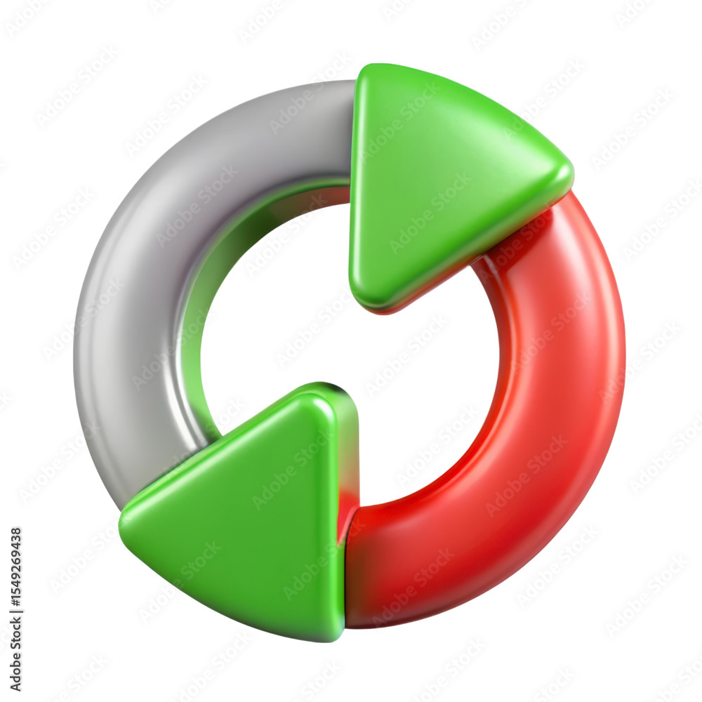 Poster circular process 3d rendering with arrows illustrating flow isolated on white background 3d renderin
