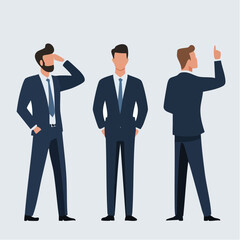Silhouettes of Businessman character in different poses.