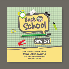Editable educational social media post, banner, ads template for back to school, school admission, online learning, Child care, preschool web banner, and educational supplies vector illustration