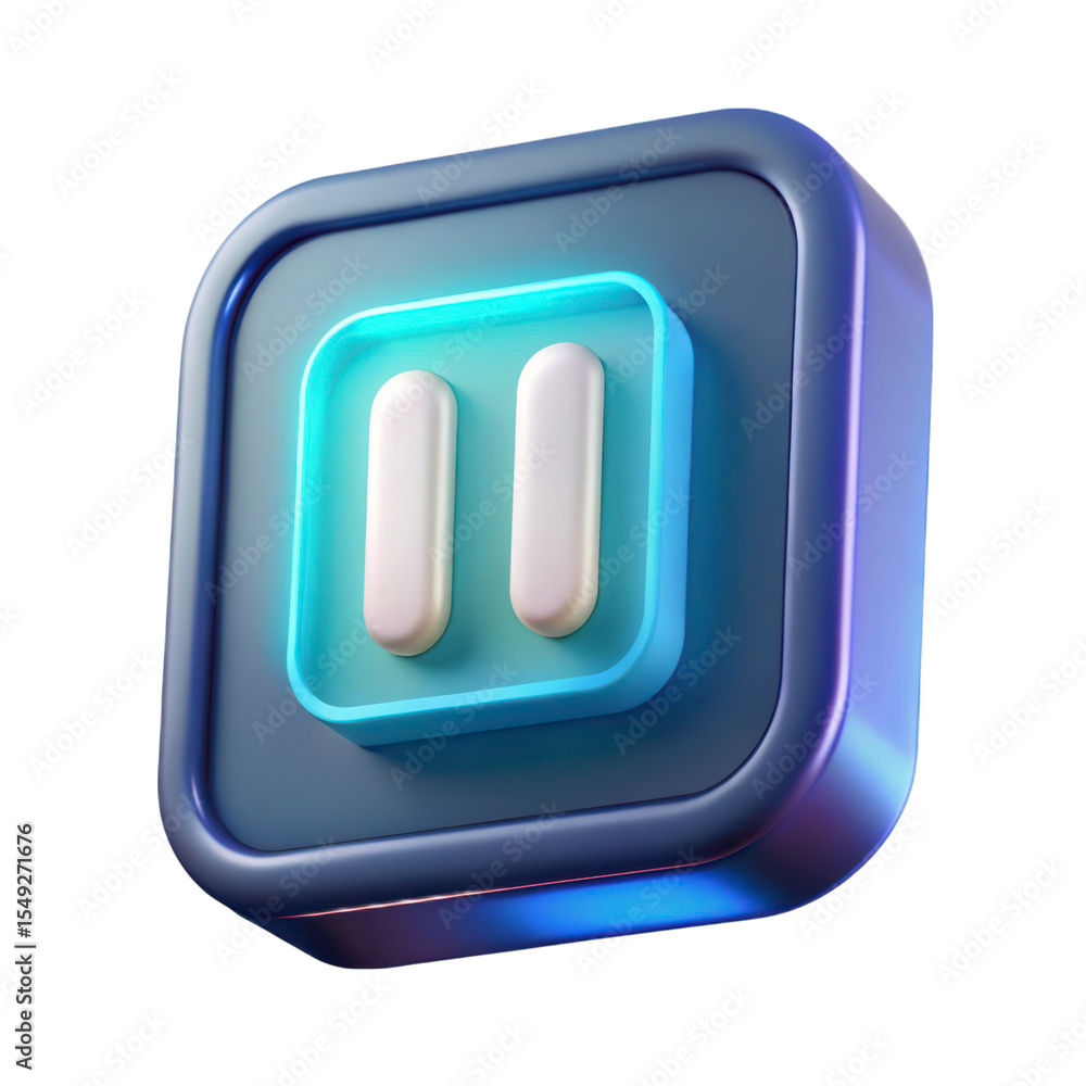 Poster glossy pause button 3d rendering plasticstyle icon isolated on background high resolution design dig