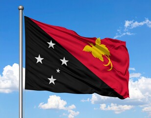 flag of papua newe guinea Papua New Guinea Flag with Bird-of-Paradise and Stars Waving