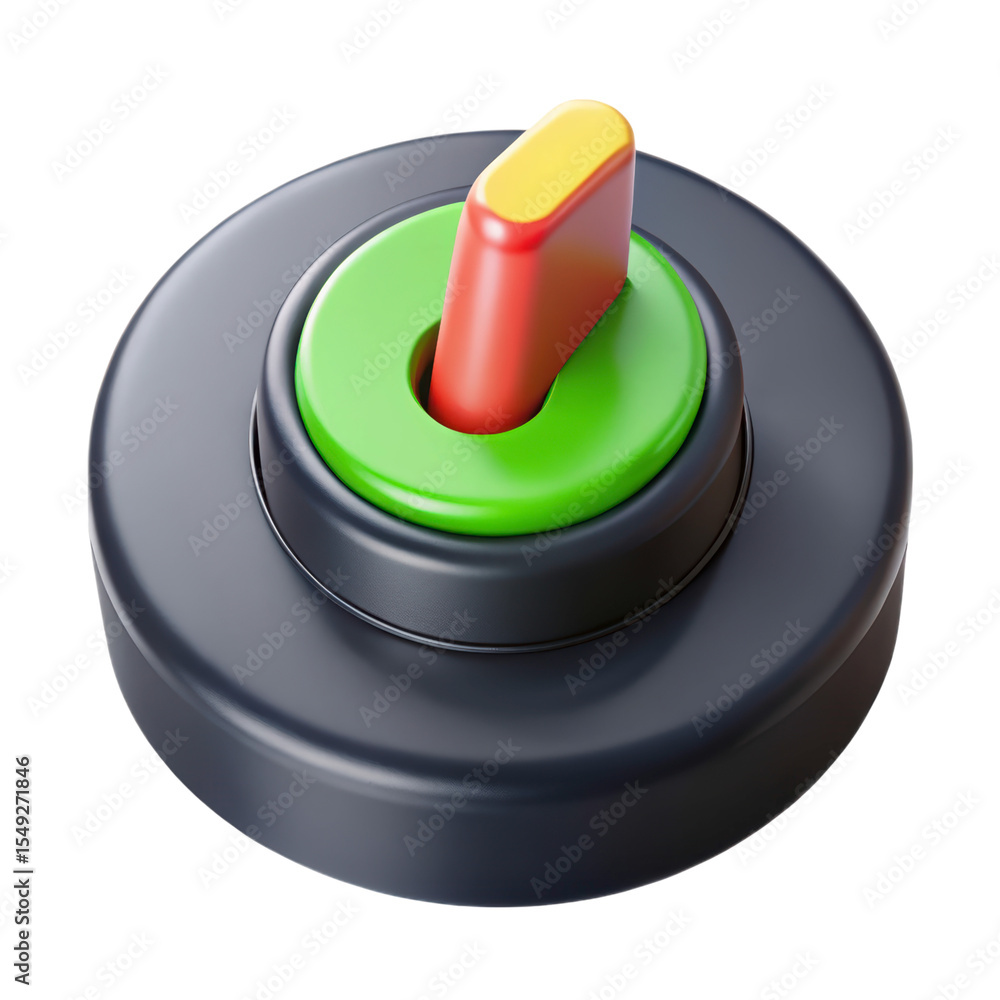Poster glossy toggle switch 3d rendering plastic style icon isolated on background detail image of simple t