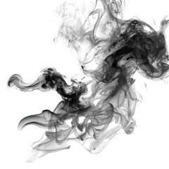 White Smoke Vapor Texture Elements with Soft Curling Shapes on Transparent Background

