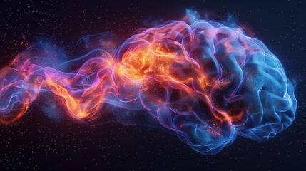 Obraz premium A colorful brain with a lot of smoke