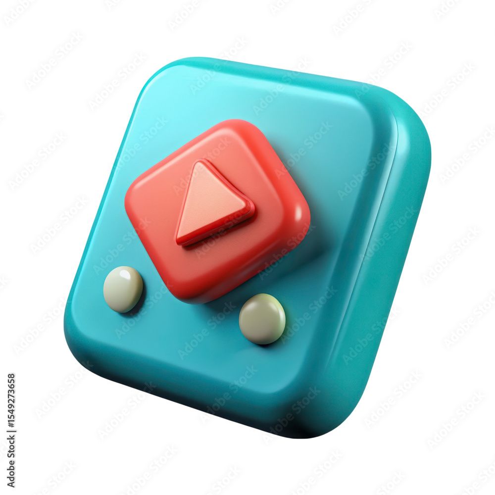Aufkleber play button 3d rendering plasticstyle icon isolated on background gaming element multimedia entertai