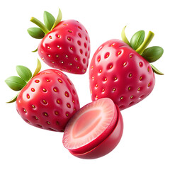 Luscious Strawberries A Trio of Whole Fruits with a Sliced Delight