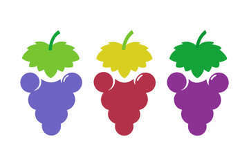 set of Grapes icon  vector silhouette illustration isolated on white background