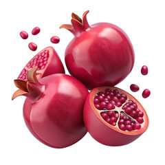 Vibrant Pomegranates A Close Up of Whole and Cut Fruits with Seeds