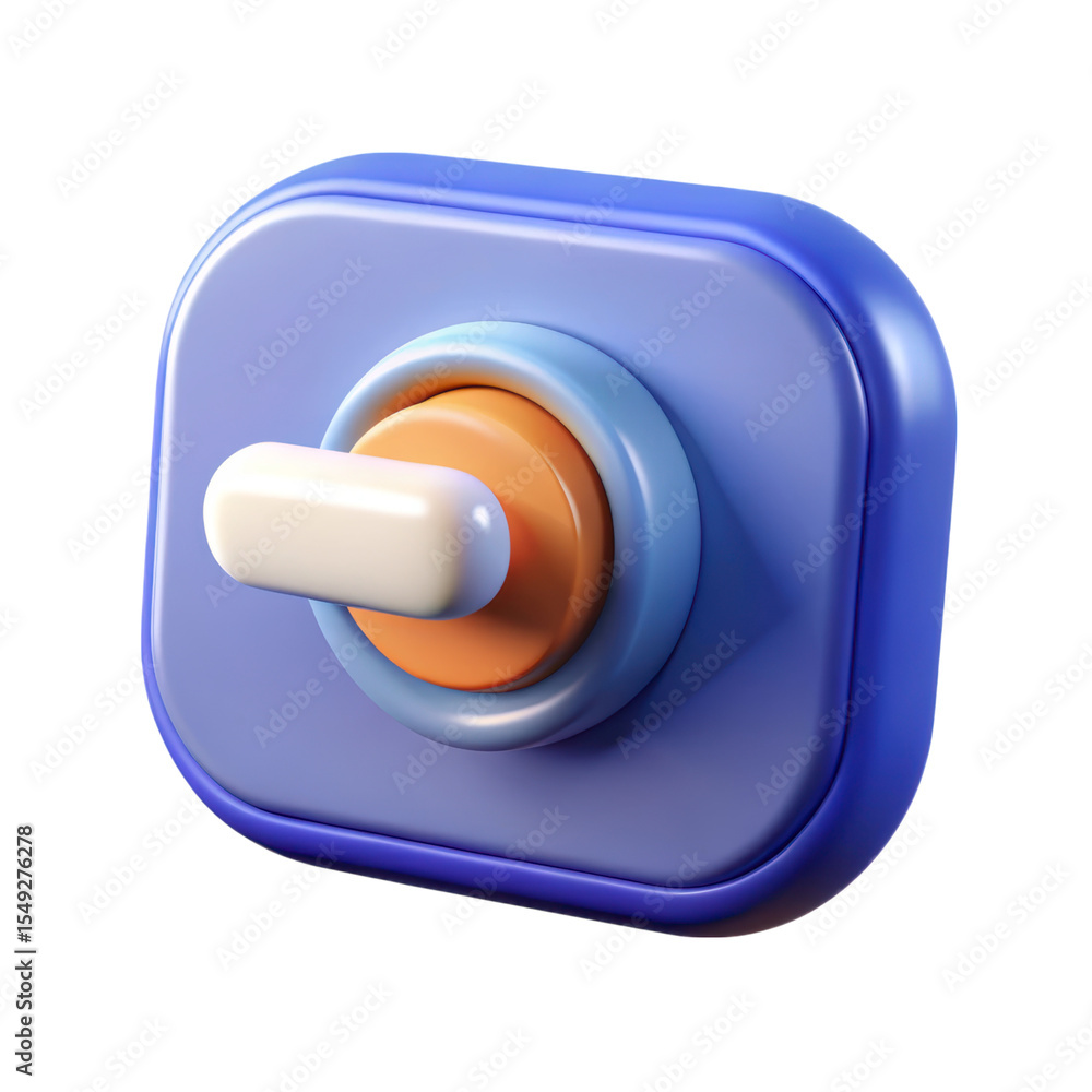 Poster stylized toggle switch 3d rendering plasticstyle icon isolated on background a modern visual element