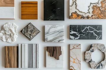 Moodboard wood interior design painting.