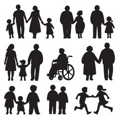 family silhouettes set