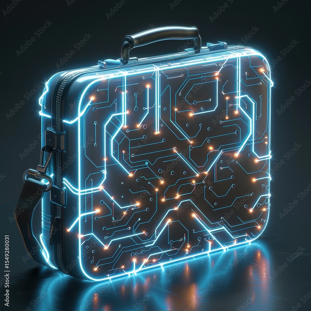 Aufkleber a suitcase with a circuit board pattern on it