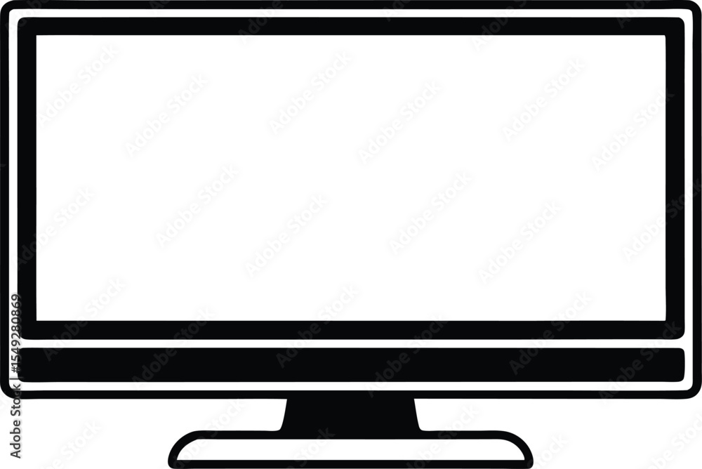 Fototapete silhouette monitor mockup front view flat icon vector illustration minimal computer screen
