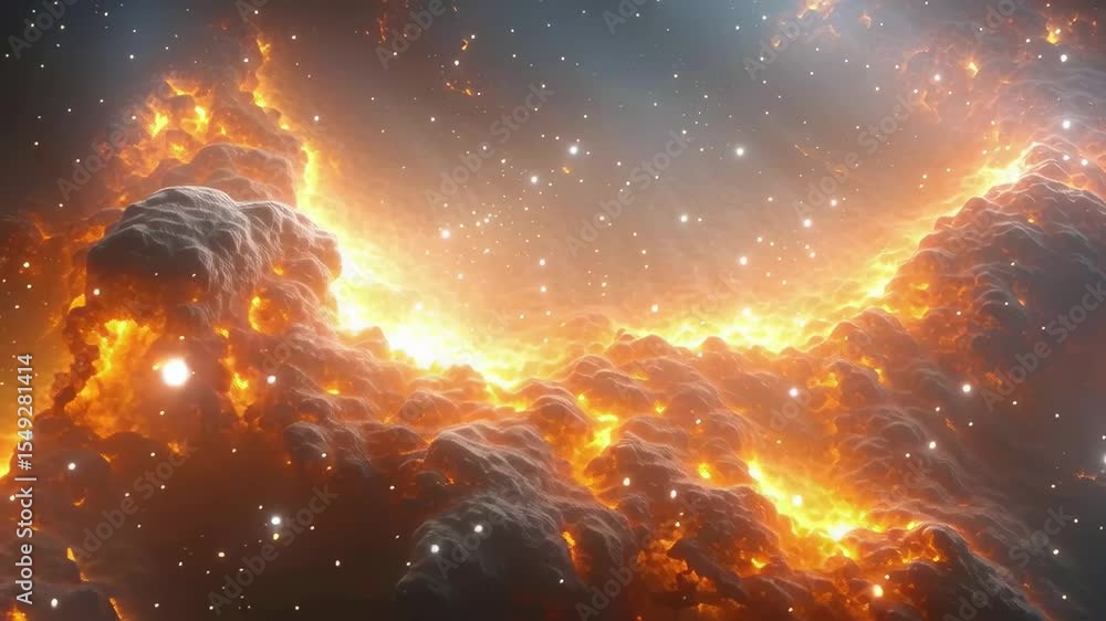 Poster cosmic clouds of gas and dust illuminated by distant stars in the vast universe
