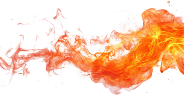 Red and Orange Hot Fire Flame Isolated on White Background with Intense Heat and Dynamic Burning Effect

