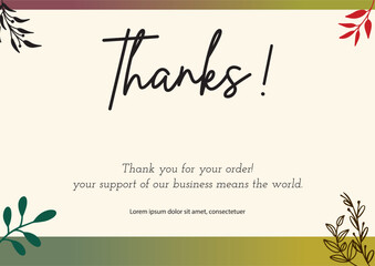Thank you message for card, Thank you card template Vector design.