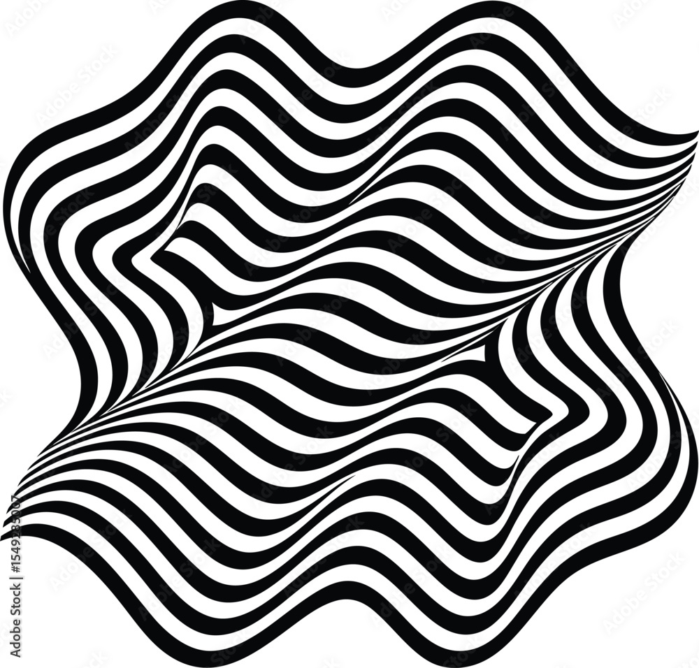 Poster abstract black and white seamless geometric vector background with wave lines and striped pattern de