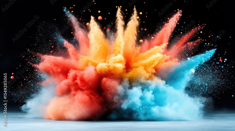 Poster a stunning display of colorful powder exploding in the air creates a captivating visual experience r
