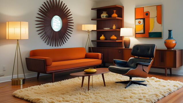 orange theme living room