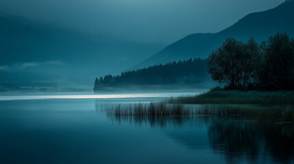 Fototapeta premium Misty Lake Scene