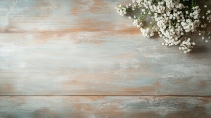 A softly arranged cluster of delicate white flowers atop a weathered wooden surface, symbolizing purity, simplicity, and a touch of natural elegance.