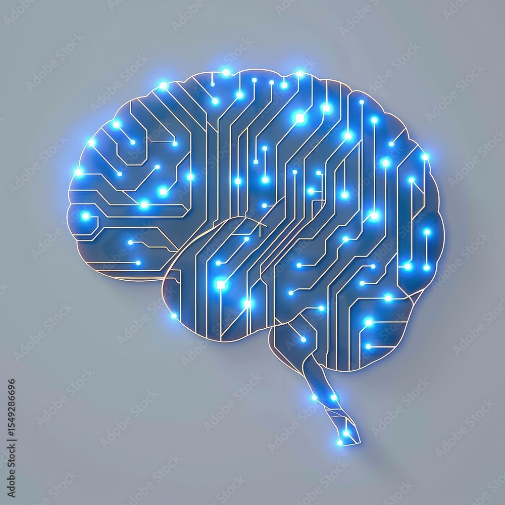 Poster a brain with a circuit in the middle
