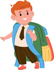 Cheerful Schoolboy with Backpack