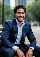 Sitting blazer adult smile.