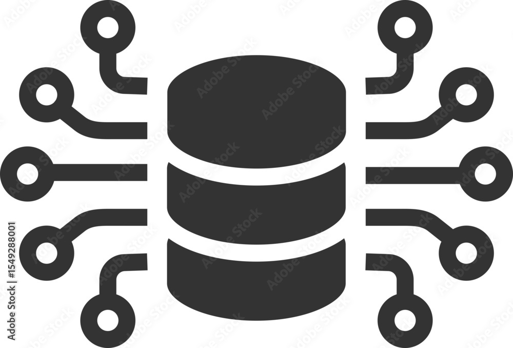Poster clean, modern icon of a data server connected to a network. ideal for illustrating cloud computing, 