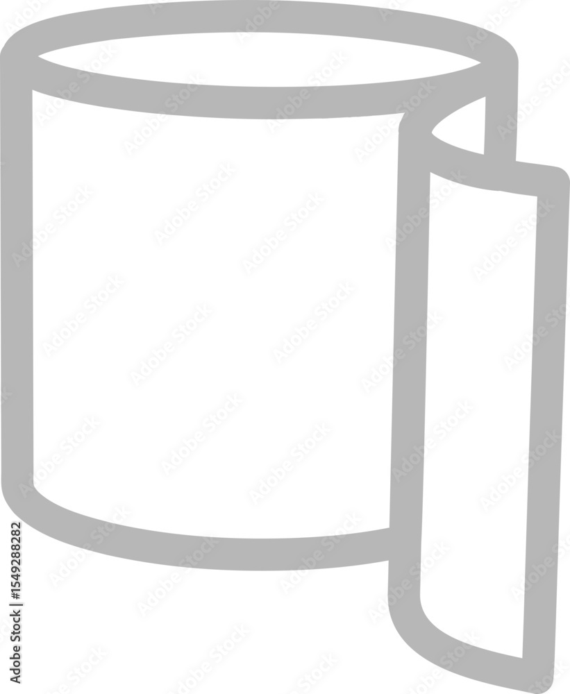 Poster simple grey line art illustration of a roll of paper with a section unfurling. perfect for represent