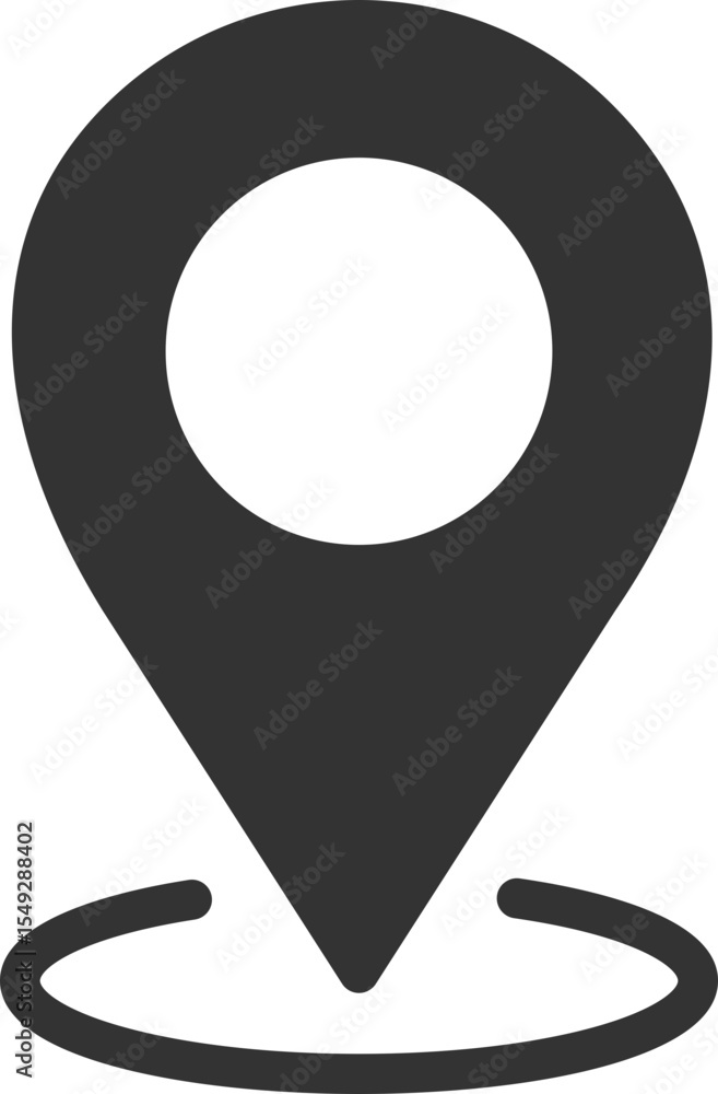 Poster simple location pointer icon, flat design, useful for mapping, navigation, or indicating a point of 