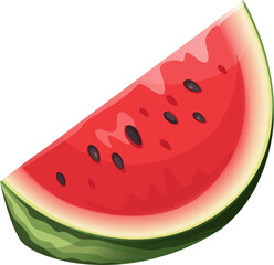 Watermelon set in flat cartoon design isolated elements of Vector illustration