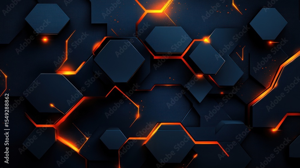 Poster abstract technological background with glowing lines and geometric shapes