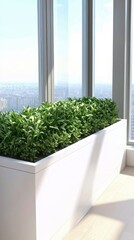 Lush Indoor Plant Arrangement Inside Modern High-Rise Office Space