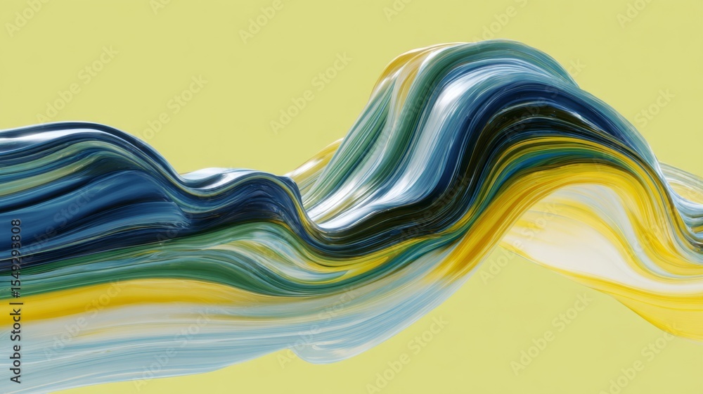 Poster abstract wave patterns in bold colors flowing across the frame, with a soft gradient background and 